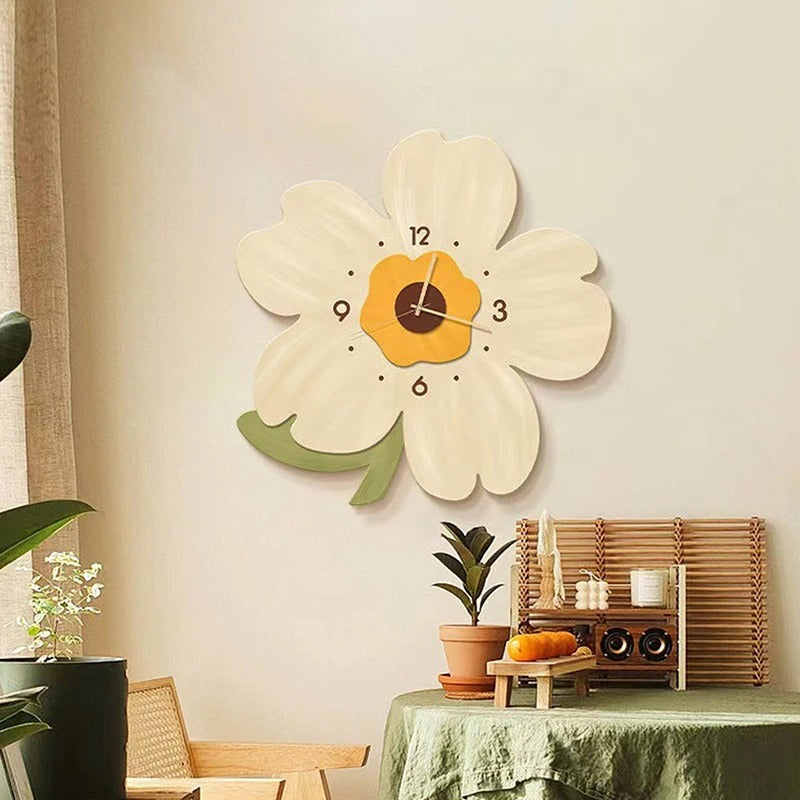The Flowers Clock shown as a refined decorative accent for a modern living space.