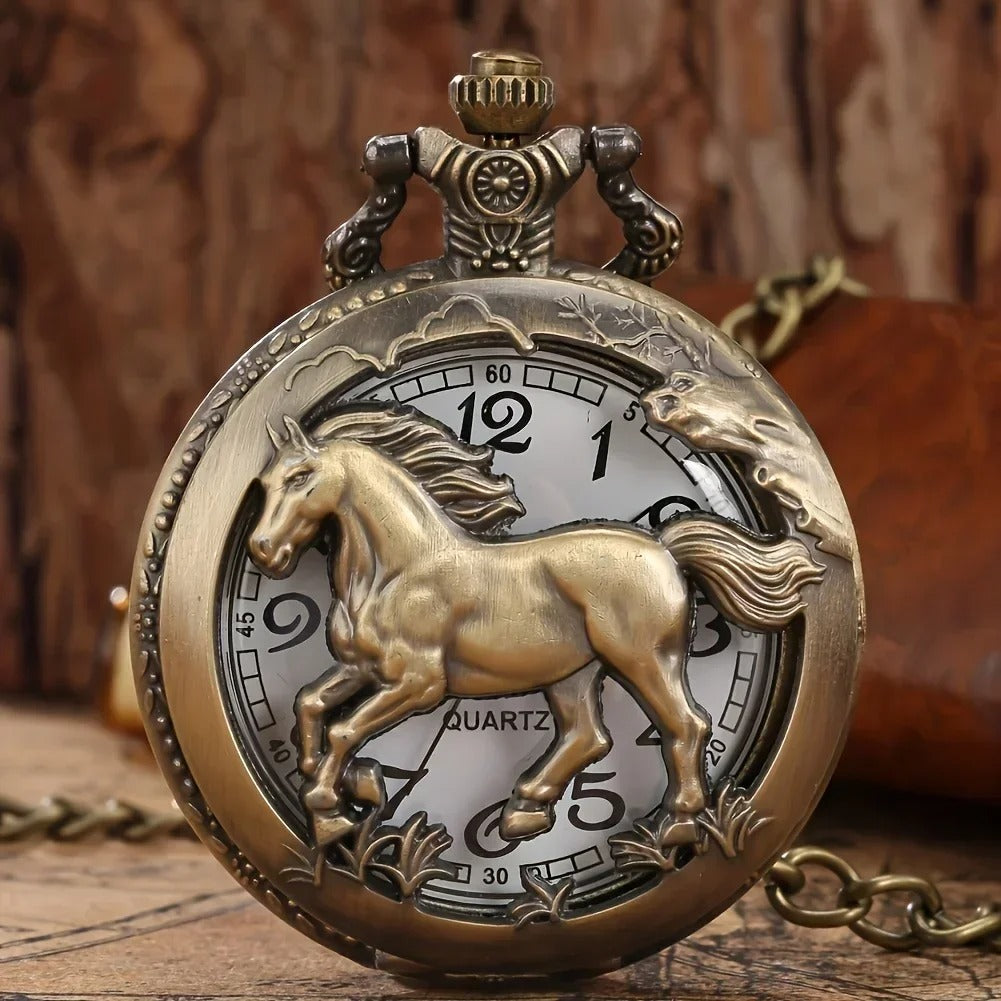 The Horse Pocket Watch, a statement clock that lends personality to a carefully styled interior.