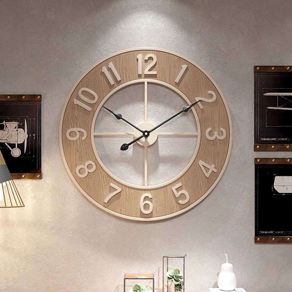 A Wood Large Clock with a distinctive presence, made to enhance a curated interior.