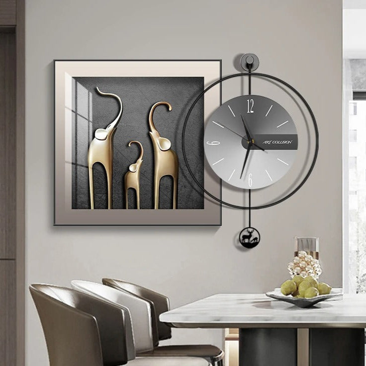 Decorative Elephants Large Wall Clock