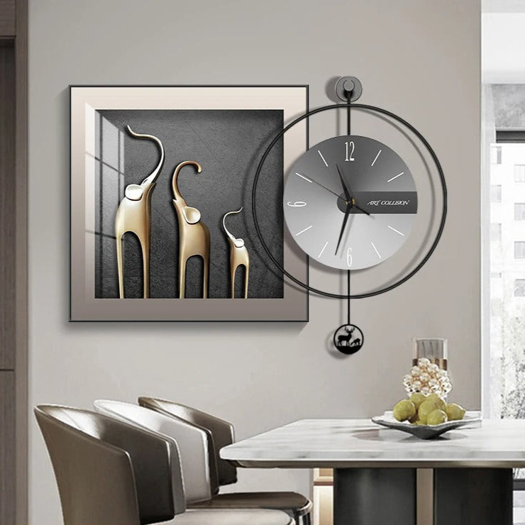 An elegant Decorative Elephants Large Wall Clock designed to give a room a memorable decorative detail.