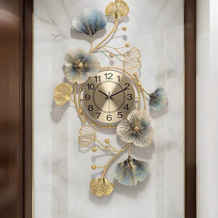 A closer view of the Floral of Luxury Large Wall Clock, created to become a striking focal point in any room.