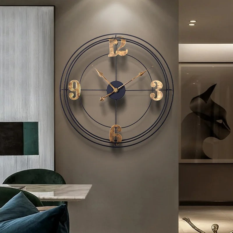 A closer view of the Industrial Large Wall Clock, created to become a striking focal point in any room.