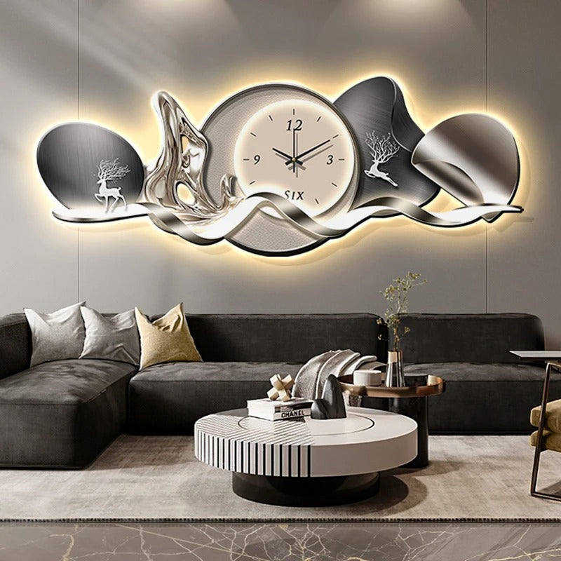 A LED Large Wall Clock that brings a distinctive finishing touch to a stylish interior.