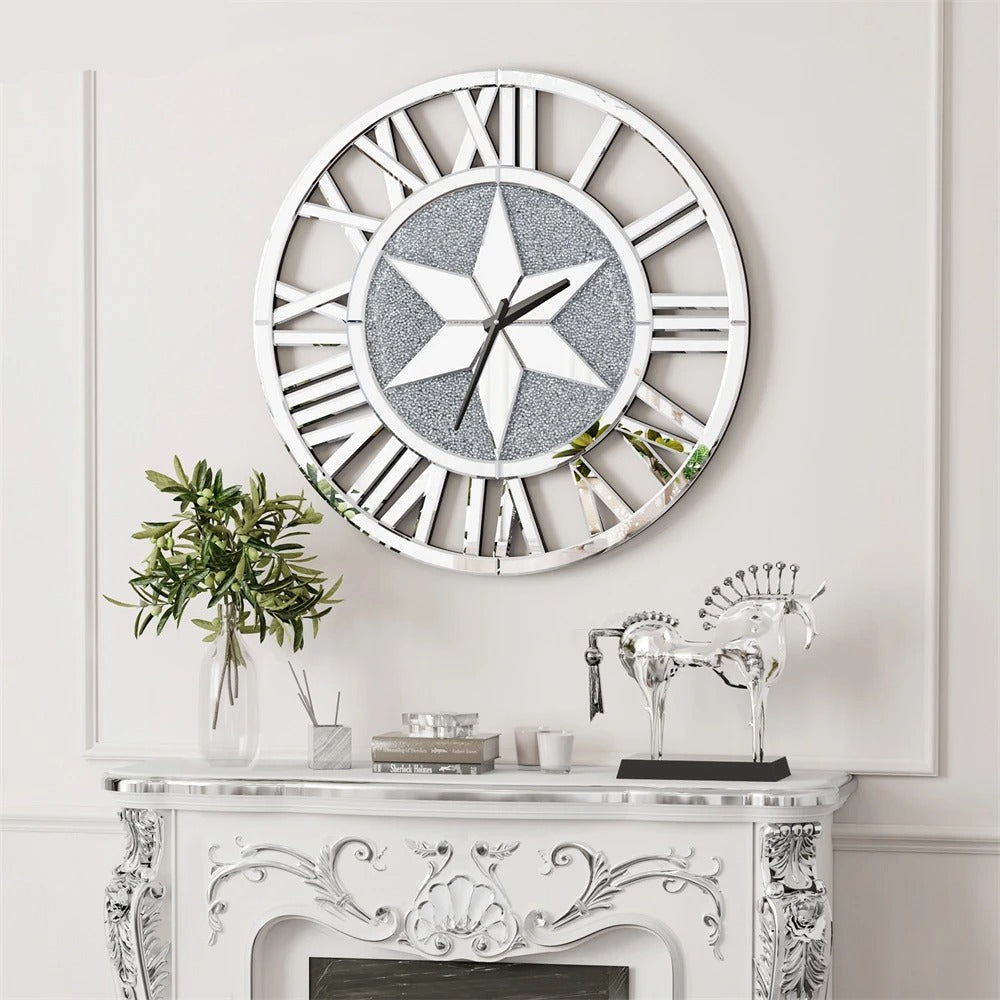 This Miroir Large Wall Clock adds a tailored balance of function and visual interest to home decor.