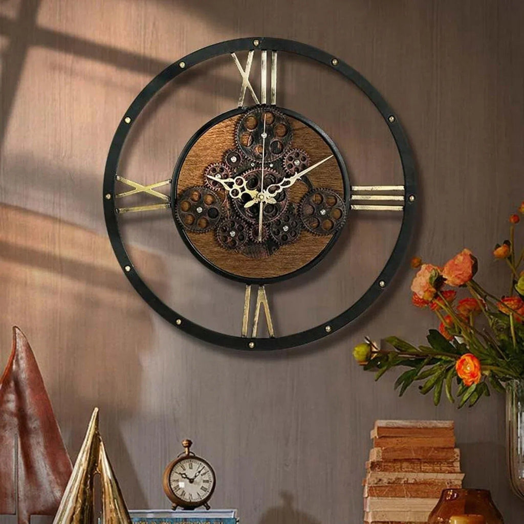 The Gear Clock shown as a refined decorative accent for a modern living space.