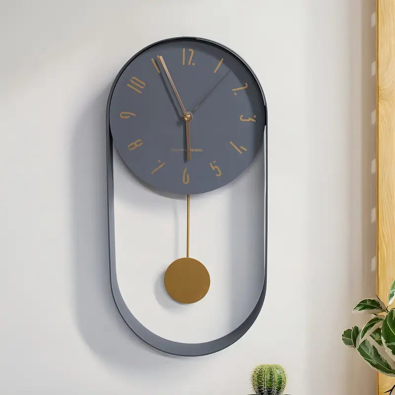 The Pendulum Clock, a statement clock that lends personality to a carefully styled interior.