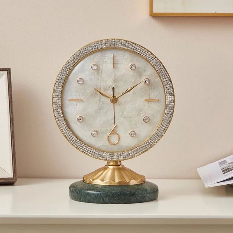 The Luxury Tabletop Clock shown as a refined decorative accent for a modern living space.