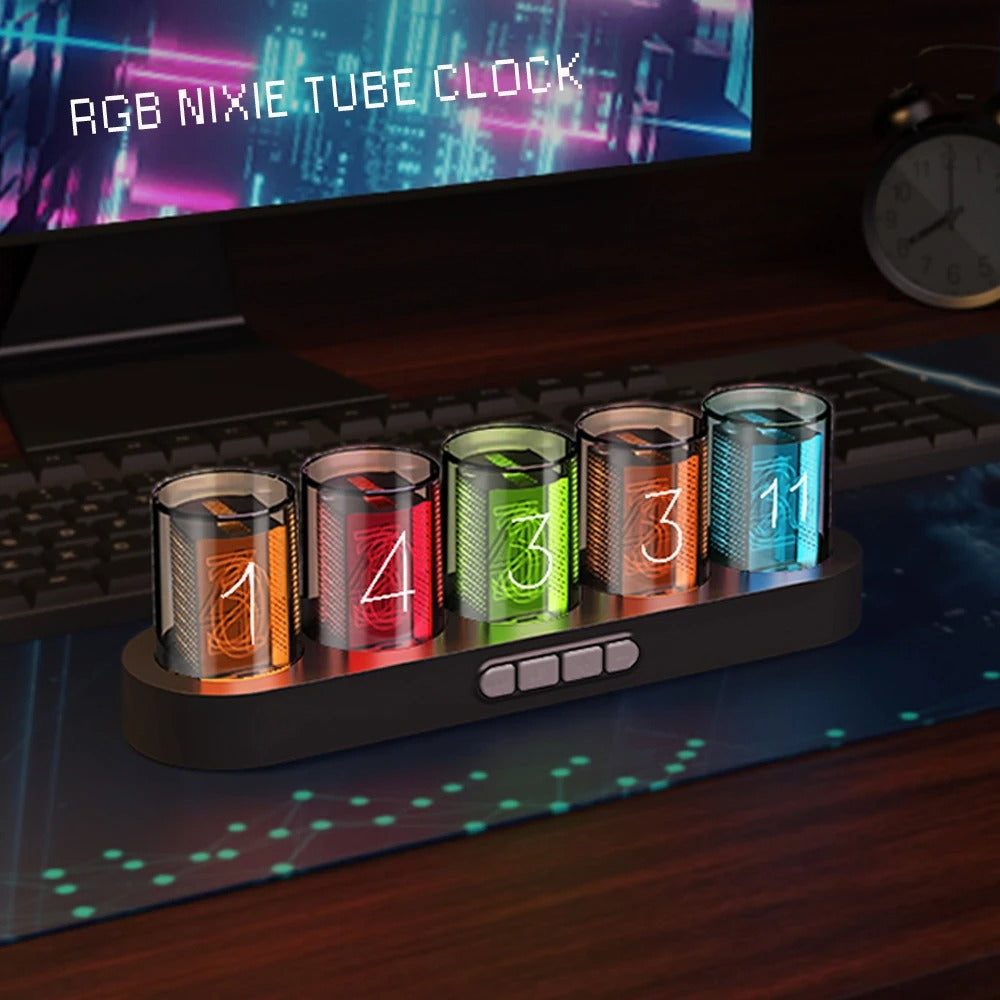 The Nixie Tube Clock, presented as a decorative timepiece for a thoughtfully designed home.