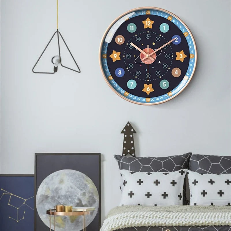 The Learning Kids Clock displayed as a functional yet eye-catching feature for the home.