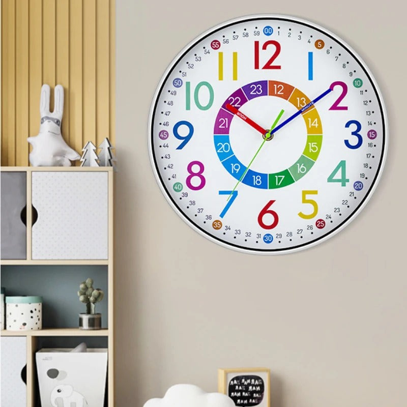 An elegant Learning Clock designed to give a room a memorable decorative detail.