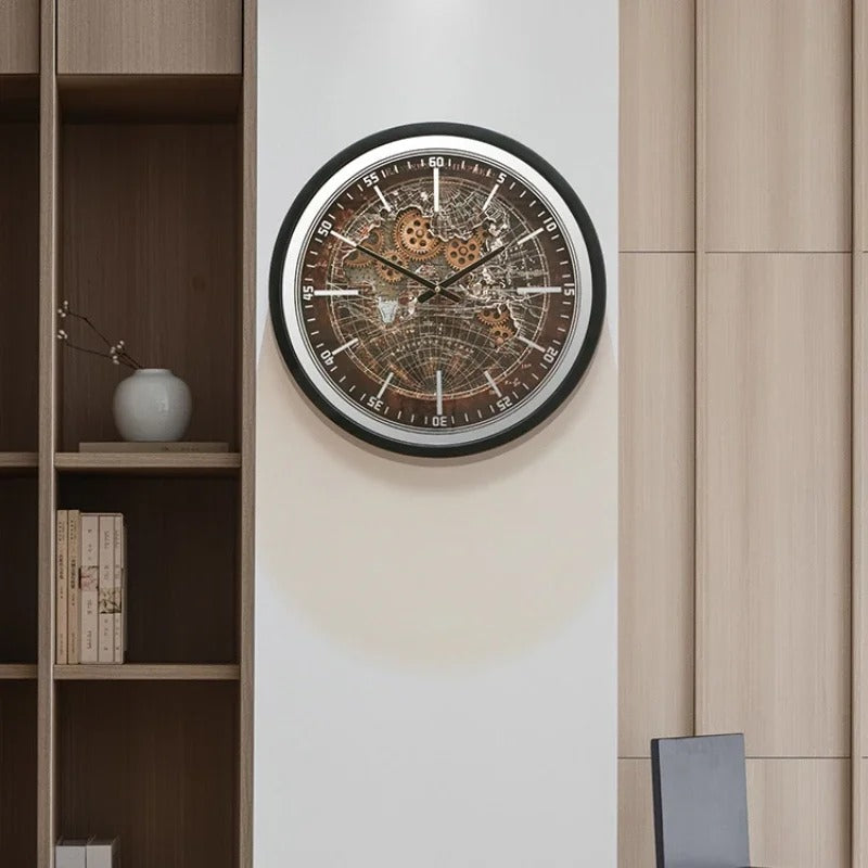 A Clock with Gears that brings a distinctive finishing touch to a stylish interior.
