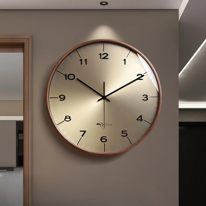 An elegant Wood Designer Clock designed to give a room a memorable decorative detail.