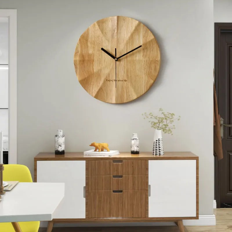 This Wood Modern Clock combines practical timekeeping with characterful wall decor.