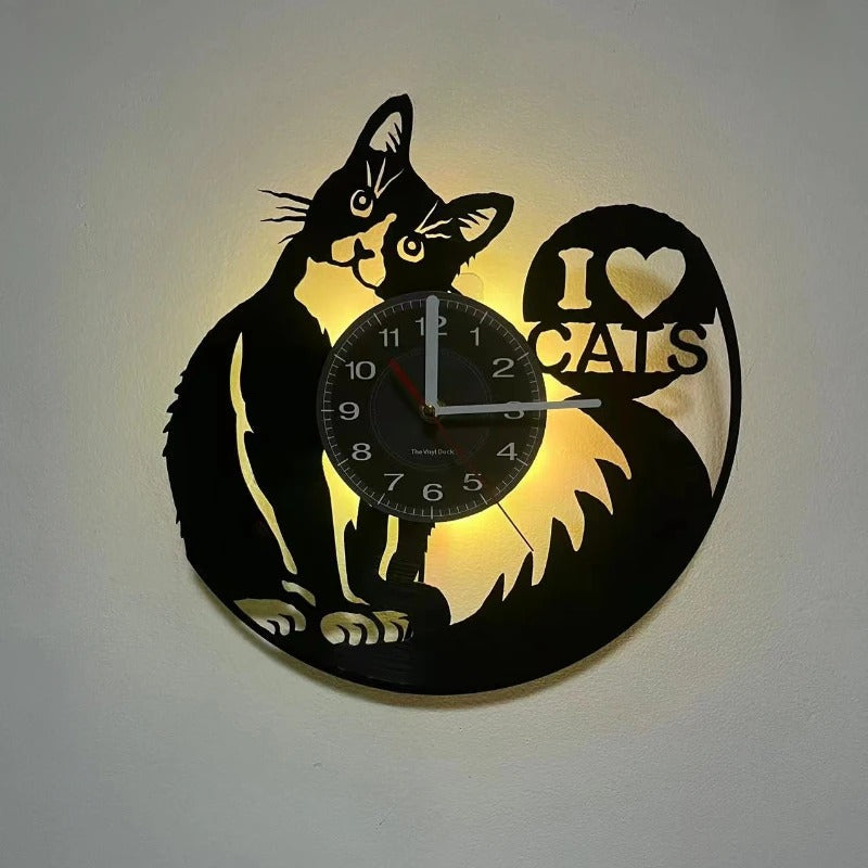 A Cat LED Clock that brings a distinctive finishing touch to a stylish interior.