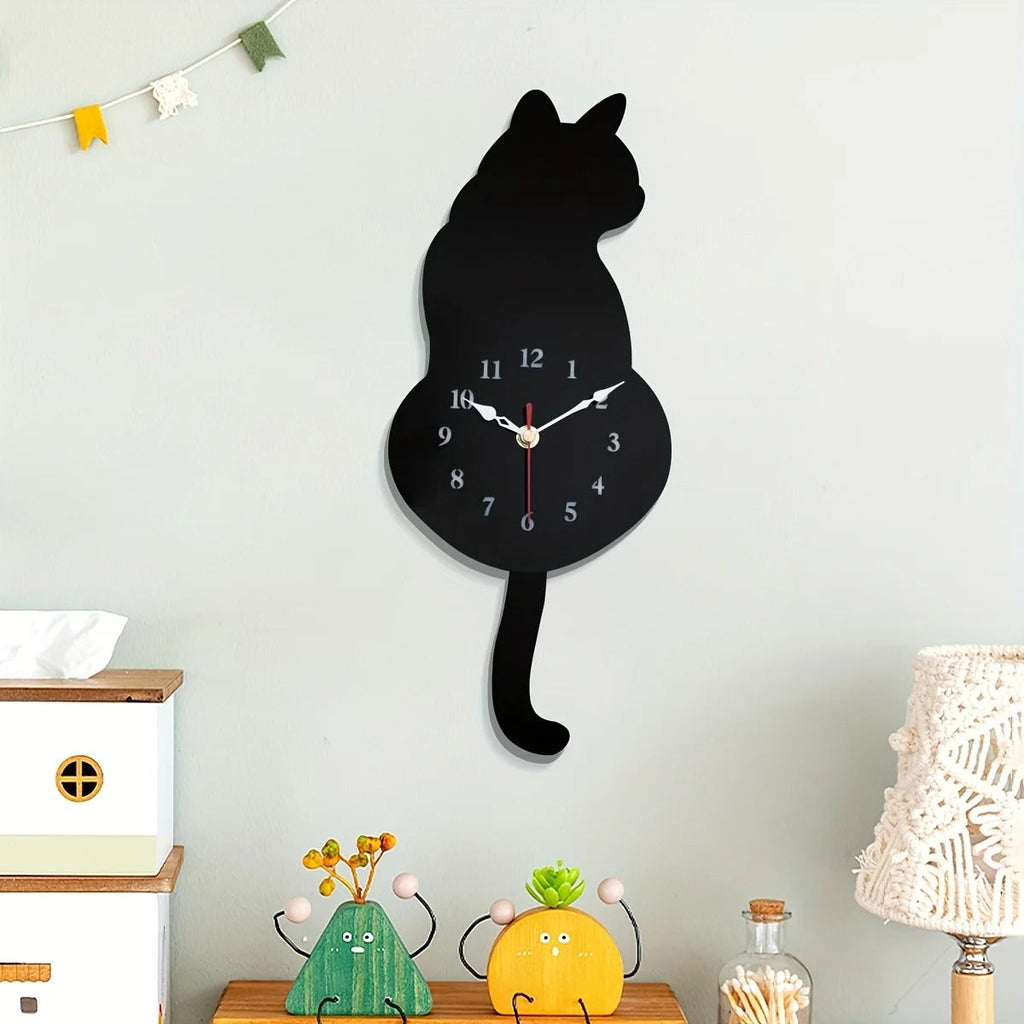 This Cat Clock Wall brings a polished clock design and decorative character to the wall.