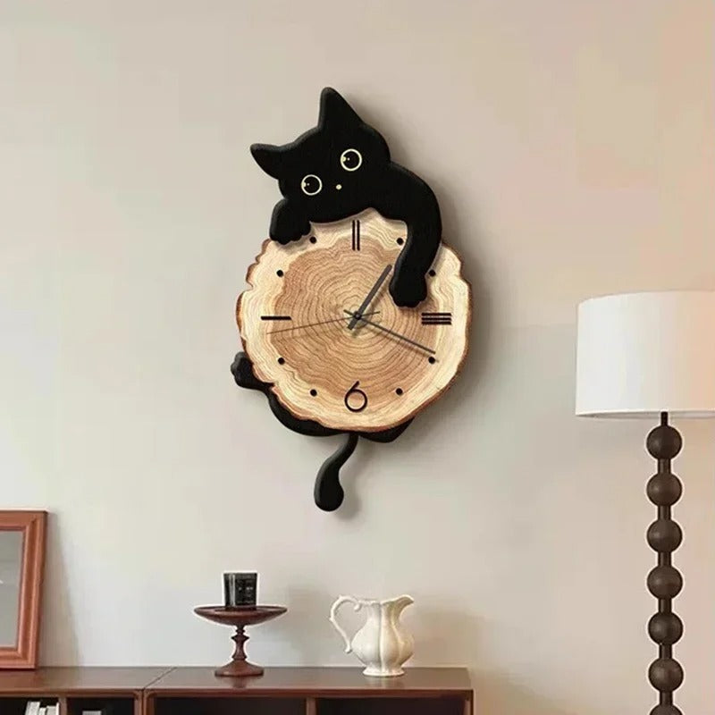 Cat Black Clock