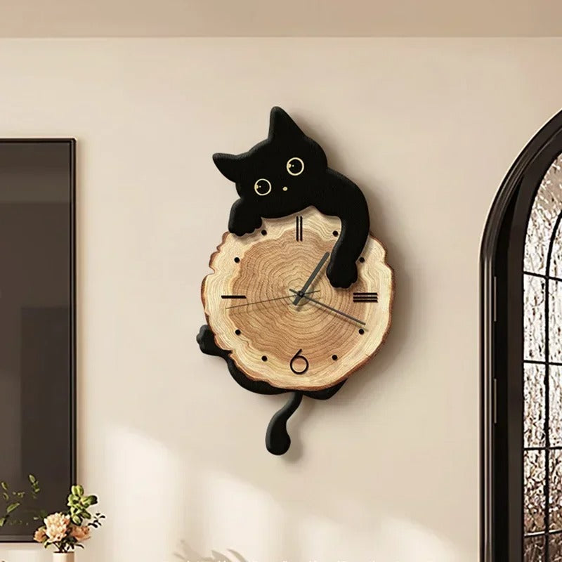 A Cat Black Clock with a distinctive presence, made to enhance a curated interior.