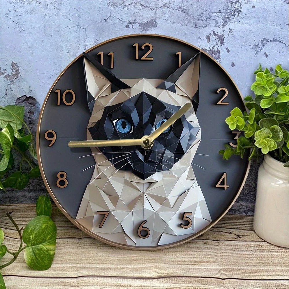 Cat Siamois Clock
