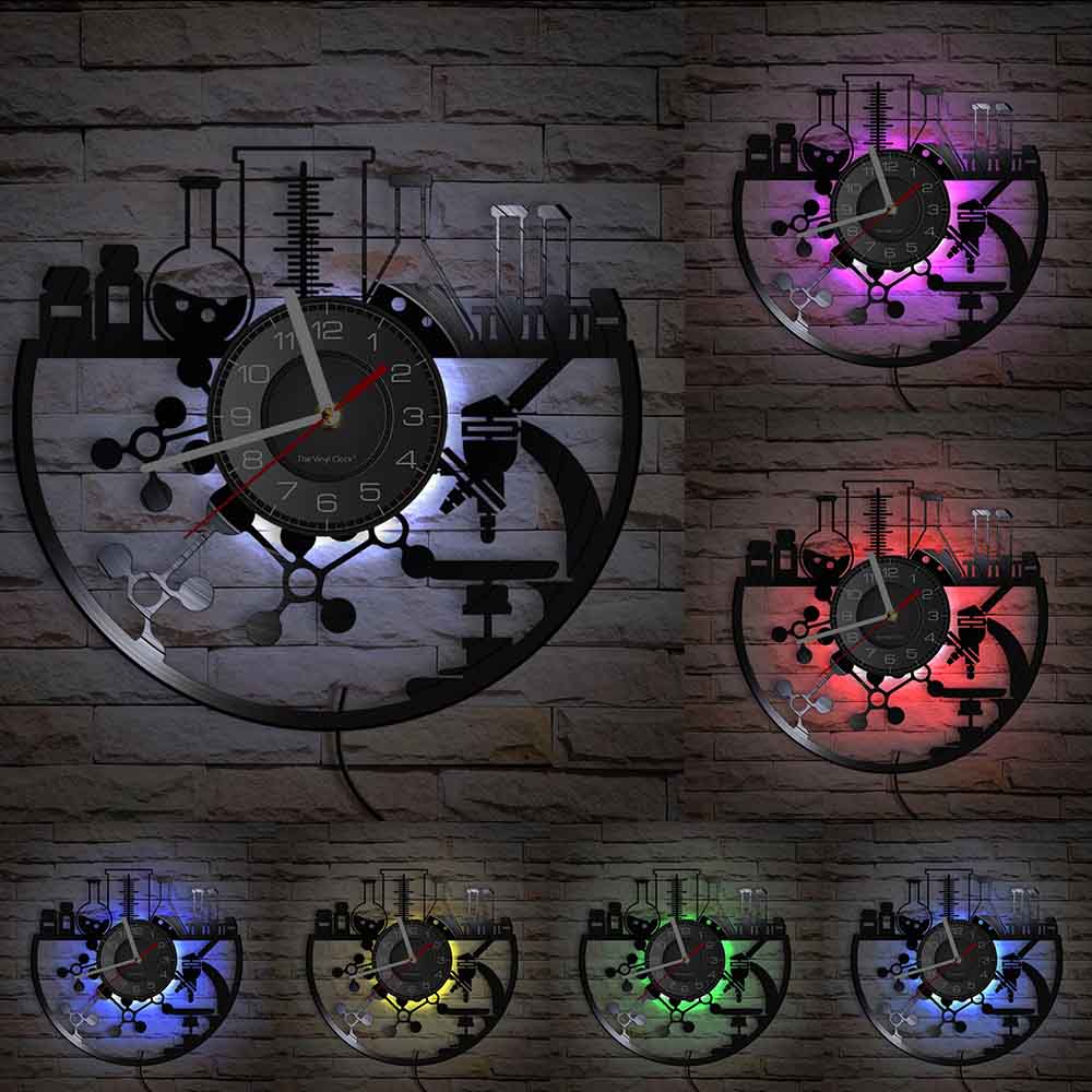 This Chemistry LED Clock brings a polished clock design and decorative character to the wall.