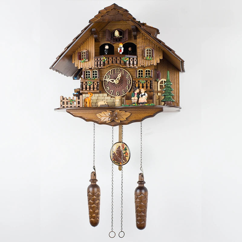 A closer view of the Swiss Cuckoo Clock, created to become a striking focal point in any room.