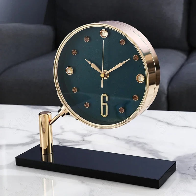 This Luxury Desk Clock brings a polished clock design and decorative character to the wall.