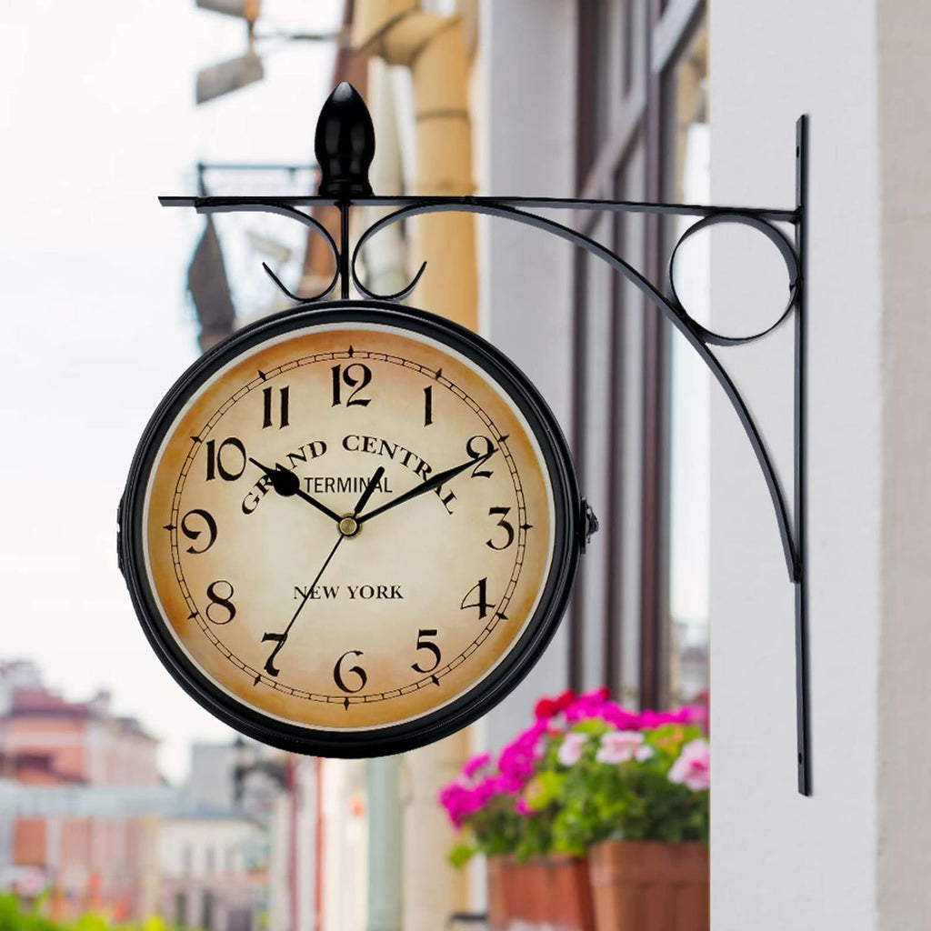 This of Gare Double-Sided Clock adds a tailored balance of function and visual interest to home decor.