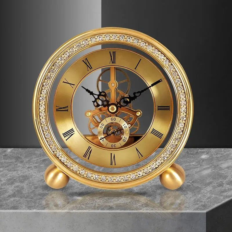 This Designer Table Clock brings a polished clock design and decorative character to the wall.