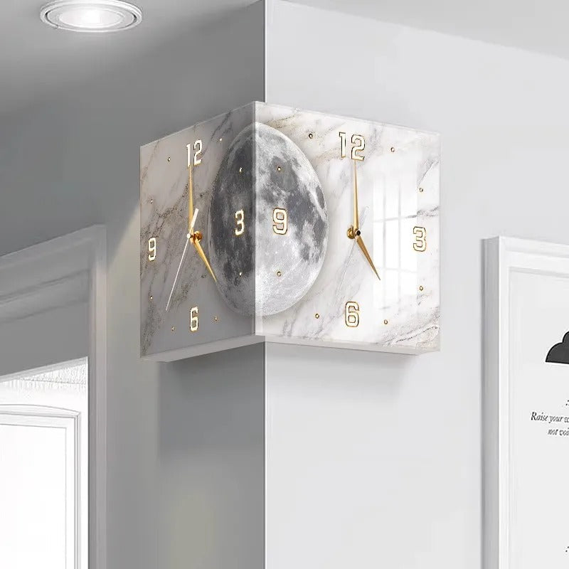 A detailed look at this Double-Sided Moon Clock, where everyday timekeeping meets distinctive home style.