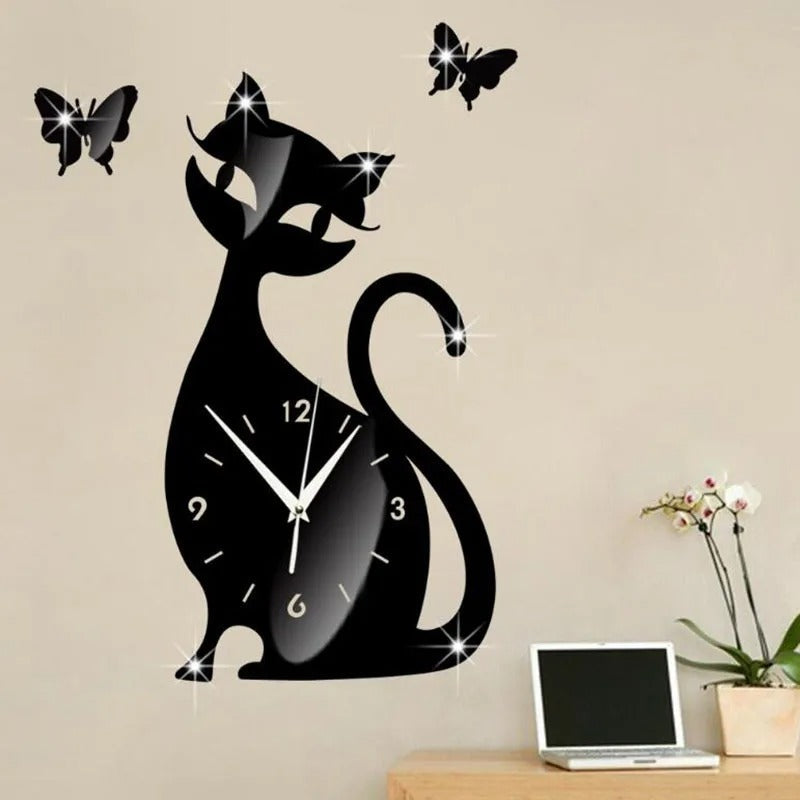 The Forme of Cat Clock shown as a refined decorative accent for a modern living space.