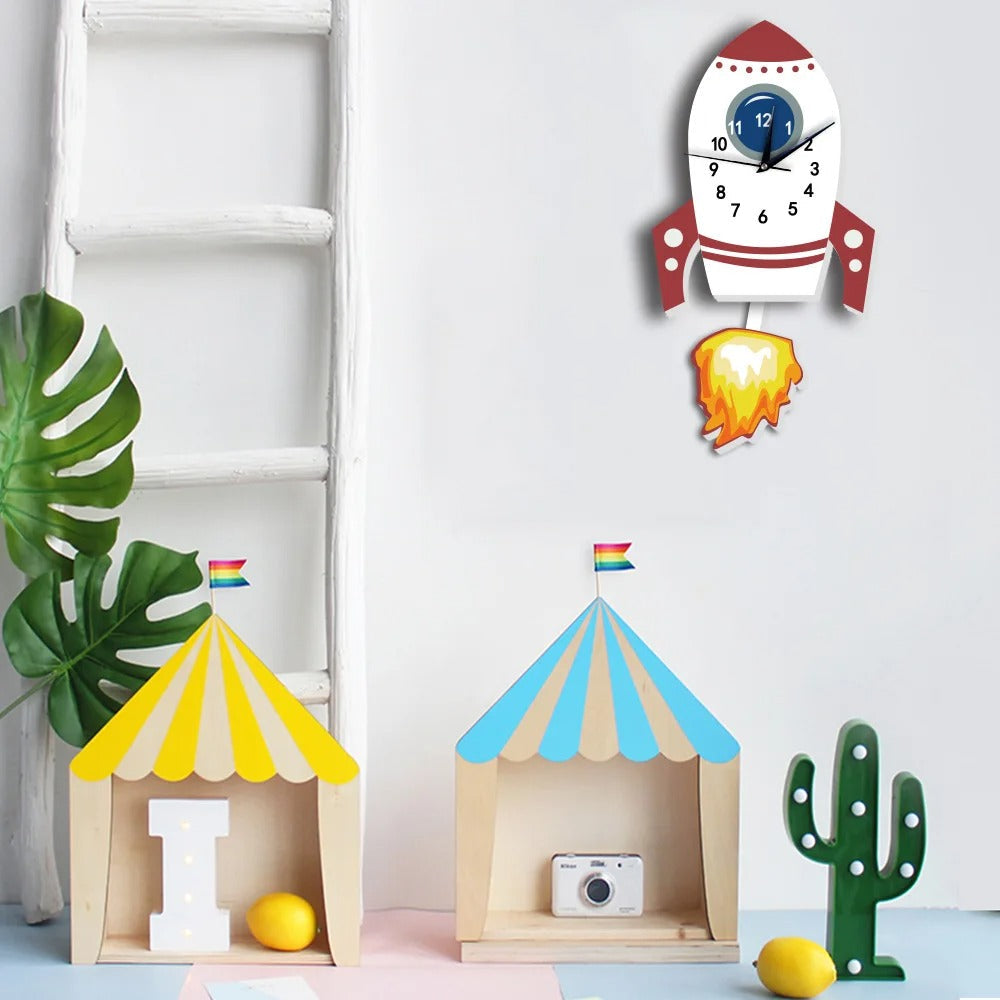 A Kids Rocket Clock with a distinctive presence, made to enhance a curated interior.