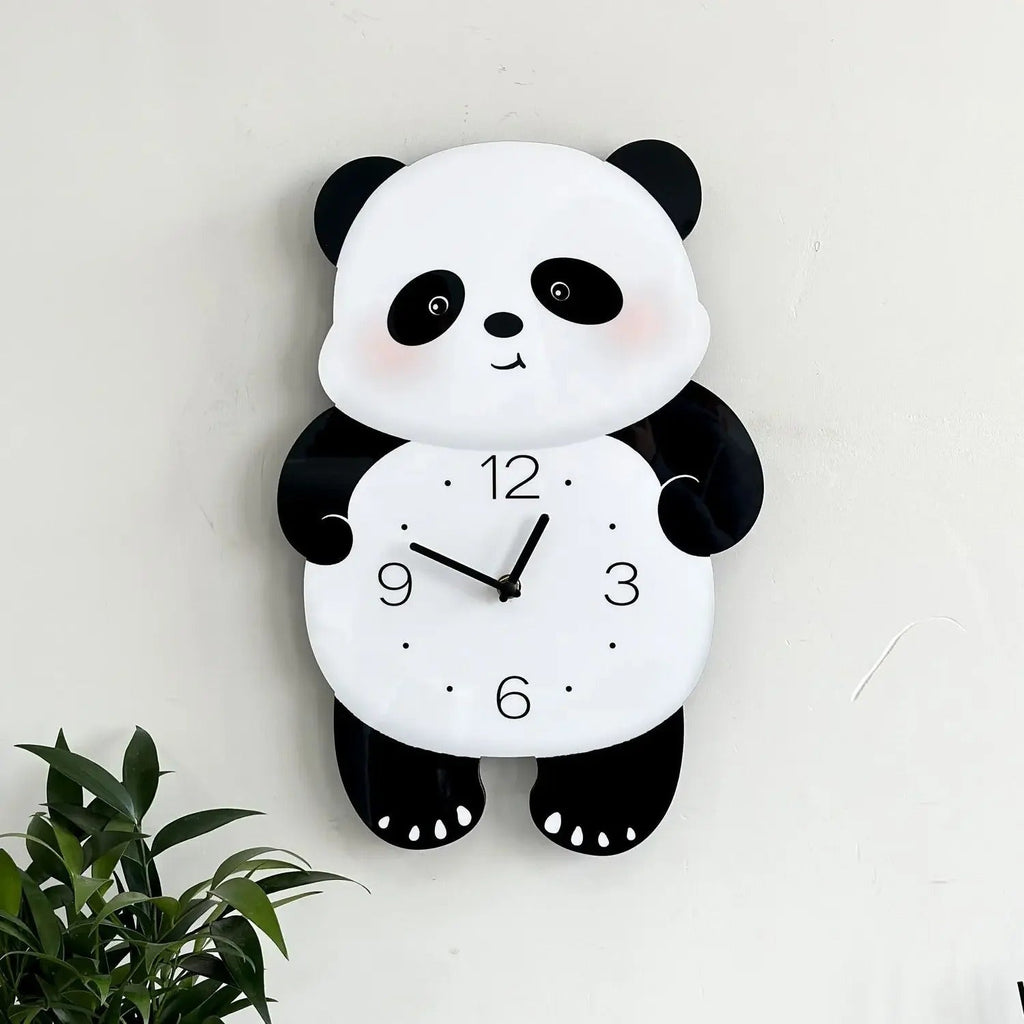 The Kids Panda Clock, a statement clock that lends personality to a carefully styled interior.