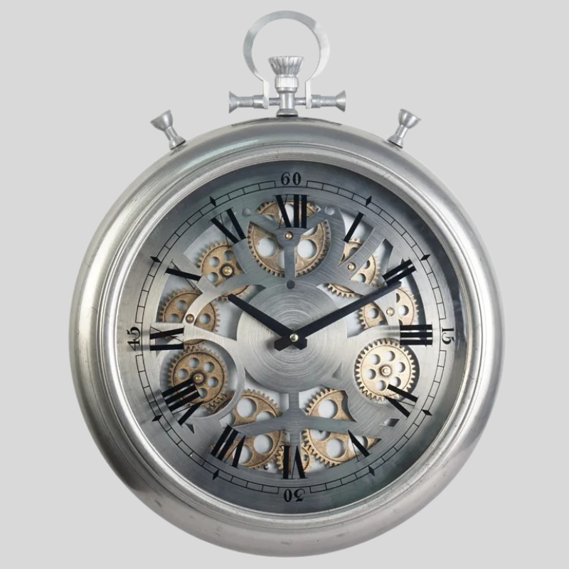 Gears Silver Clock