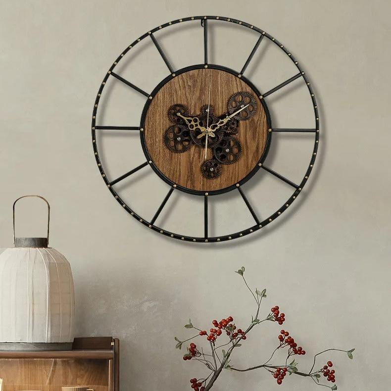 The Gears Tournant Clock shown as a refined decorative accent for a modern living space.