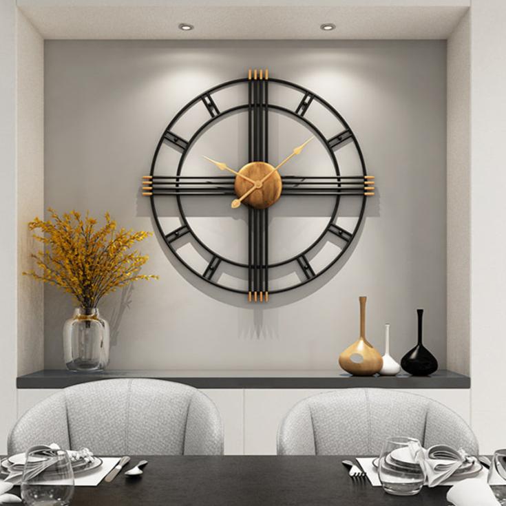 This Industrial XXL Clock brings a polished clock design and decorative character to the wall.