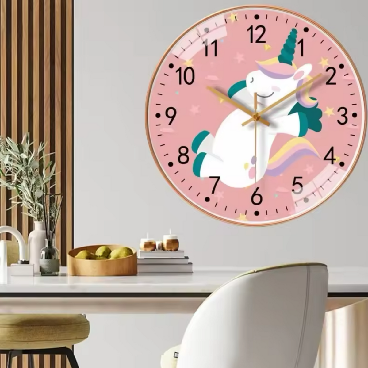 The Unicorn Clock displayed as a functional yet eye-catching feature for the home.