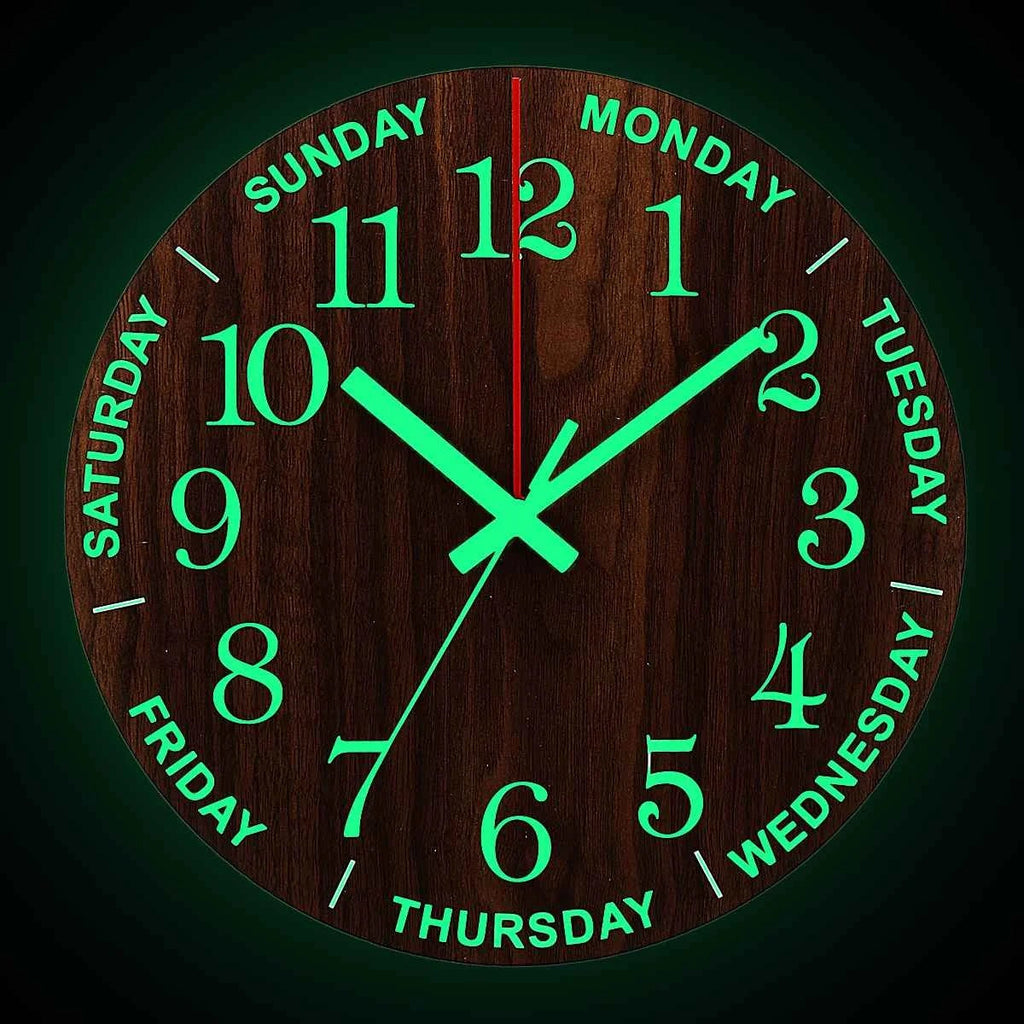 The Illuminated Wood Clock, a statement clock that lends personality to a carefully styled interior.