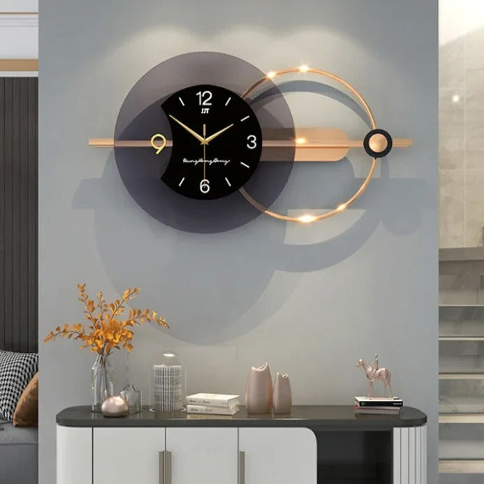 This Modern for Living Room Clock brings a polished clock design and decorative character to the wall.