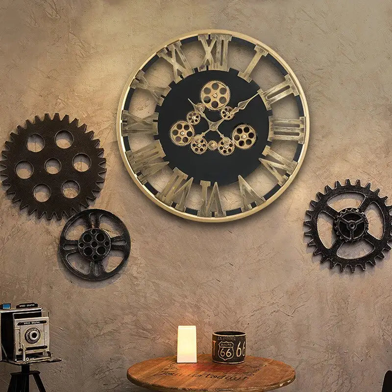 Wall Clock with Moving Gear