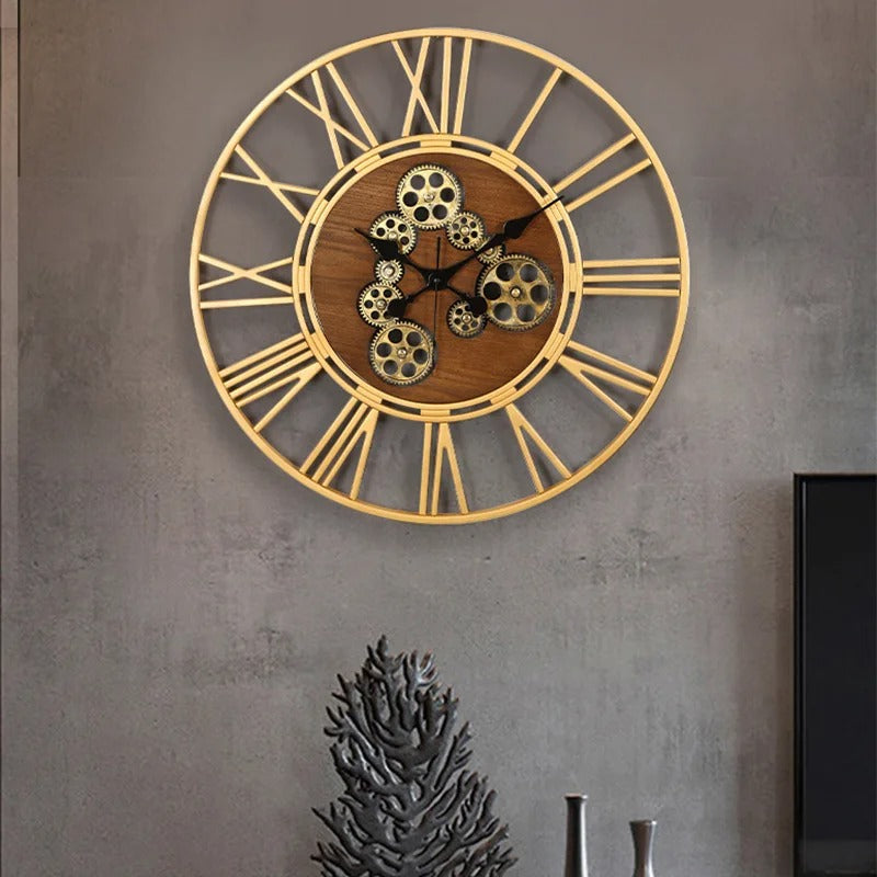 Wall Clock with Moving Gear
