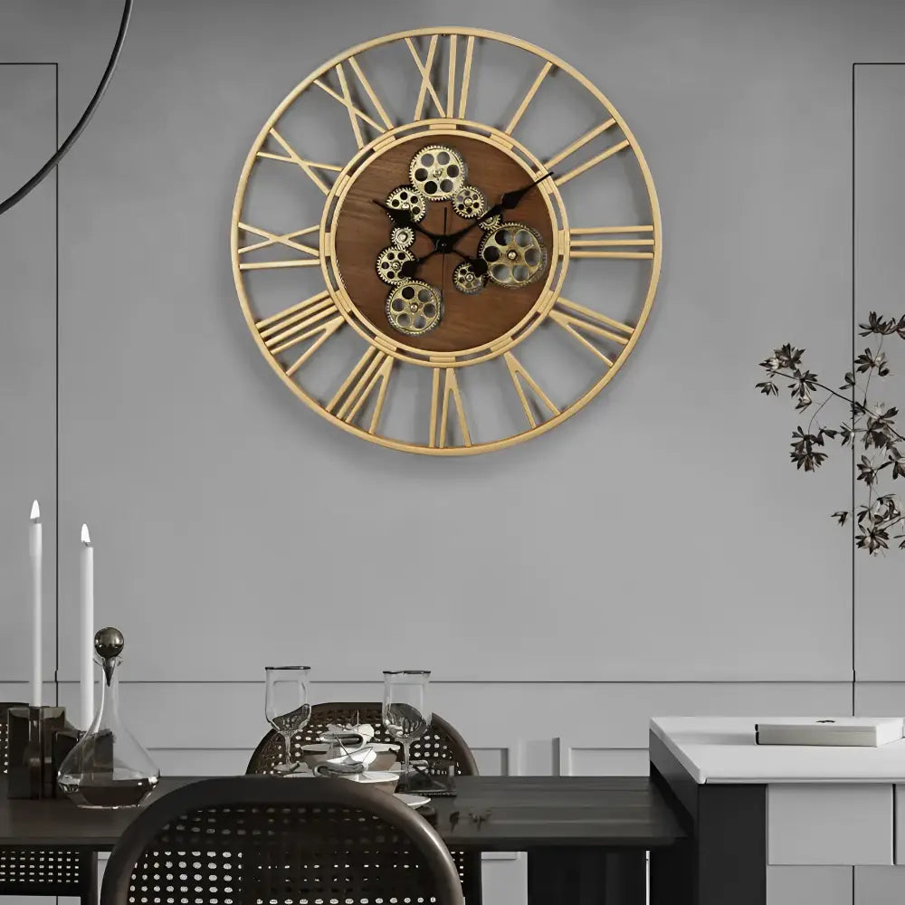 Wall Clock with Moving Gear