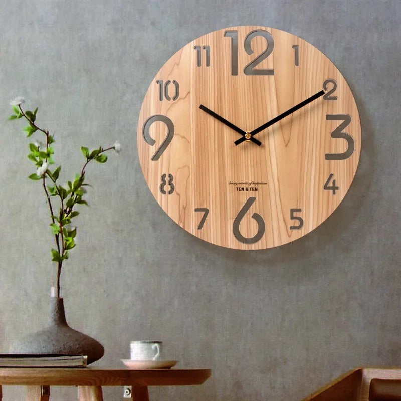 The Wood Wall Clock displayed as a functional yet eye-catching feature for the home.