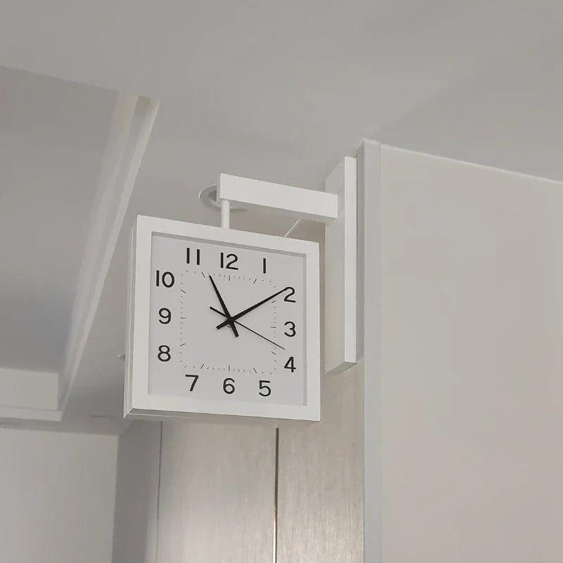 A closer view of the Wood Designer Wall Clock, created to become a striking focal point in any room.