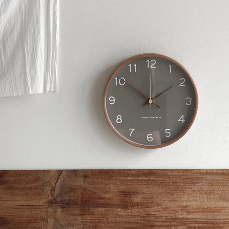 A closer view of the Wood Scandinavian Wall Clock, created to become a striking focal point in any room.