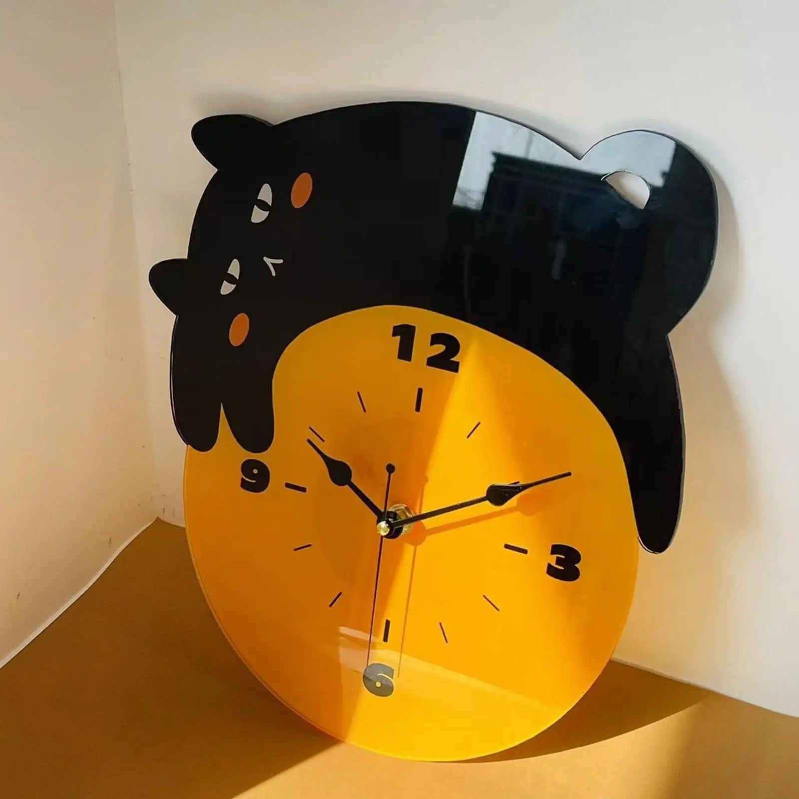 Cat Black Wall Clock