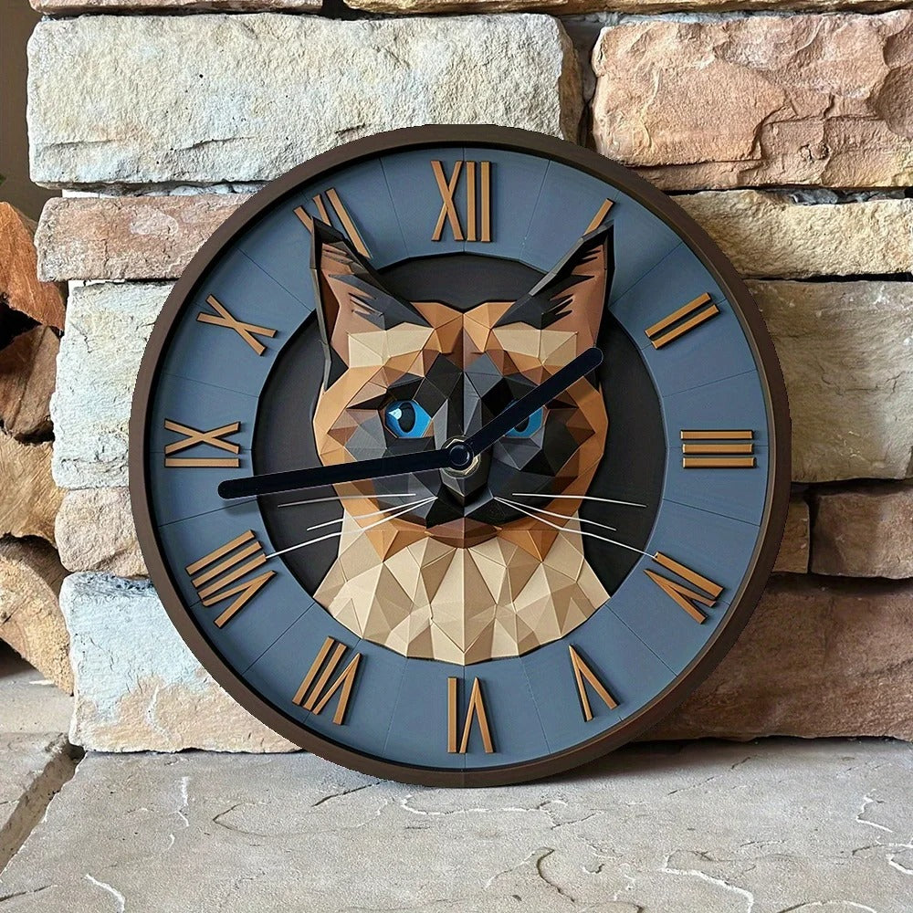 This Cat Siamois Wall Clock adds a tailored balance of function and visual interest to home decor.