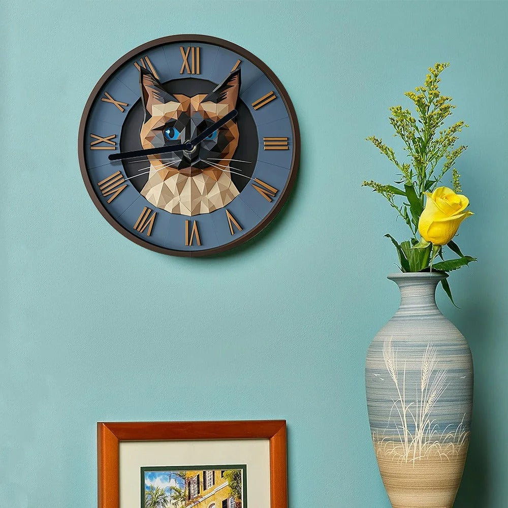 Cat Siamois Wall Clock
