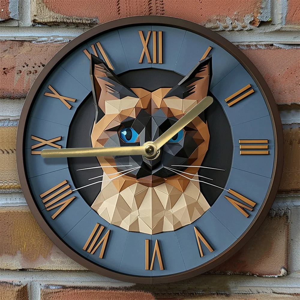 Cat Siamois Wall Clock