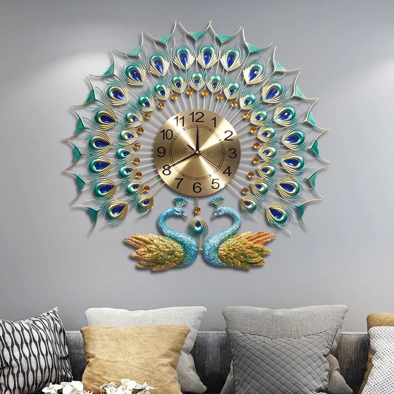 A Decorative Peacock Wall Clock that brings a distinctive finishing touch to a stylish interior.