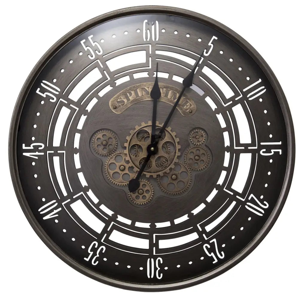 Industrial with Moving Gear Wall Clock